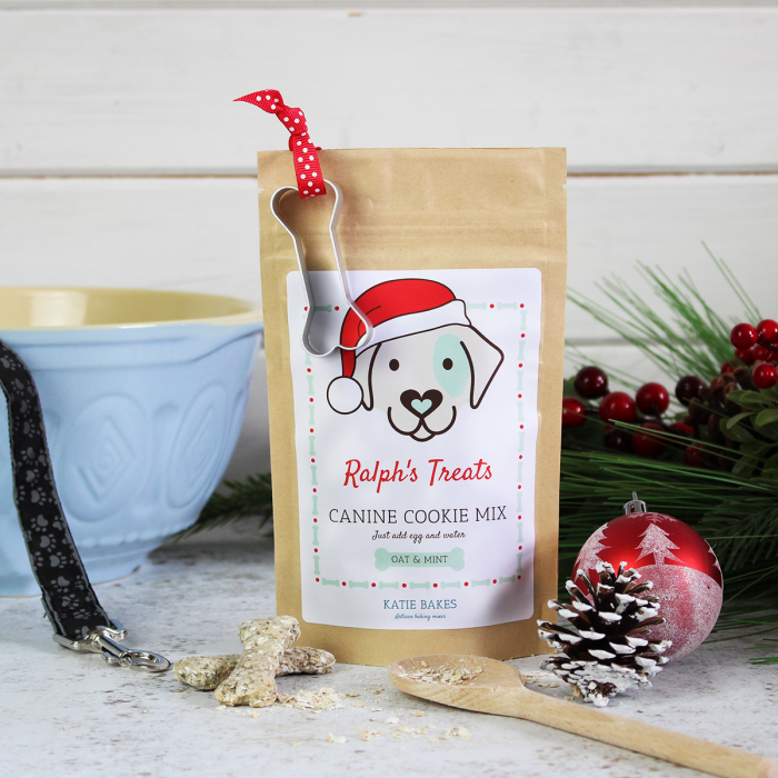 Christmas Personalised “Bake Your Own” Dog Treats Mix Eco-Pouch with Cookie Cutter