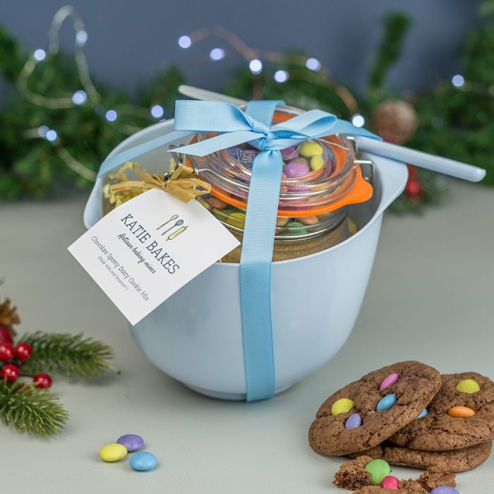 Christmas styled blue baking mix gift set