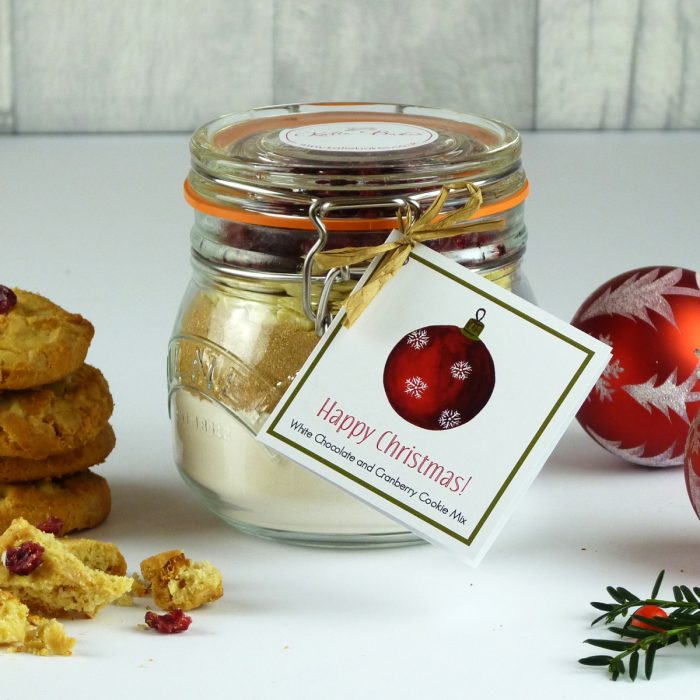 white chocolate and cranberry christmas jar