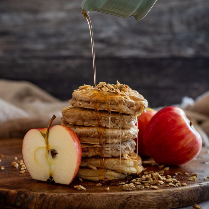 apple crumble pancake stack