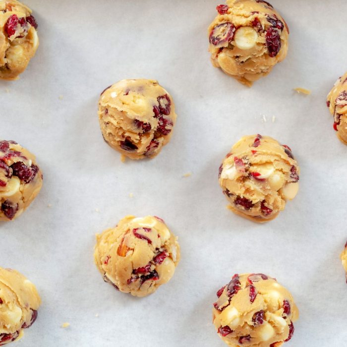 White chocolate and cranberry cookie dough