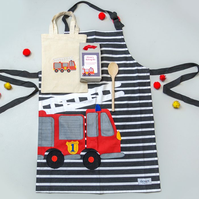 Children’s Fire Engine Baking Gift Set with apron