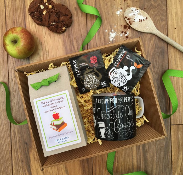 Teacher Gift DIY tea and biscuit hamper with mug, biscuit mix and tea bags